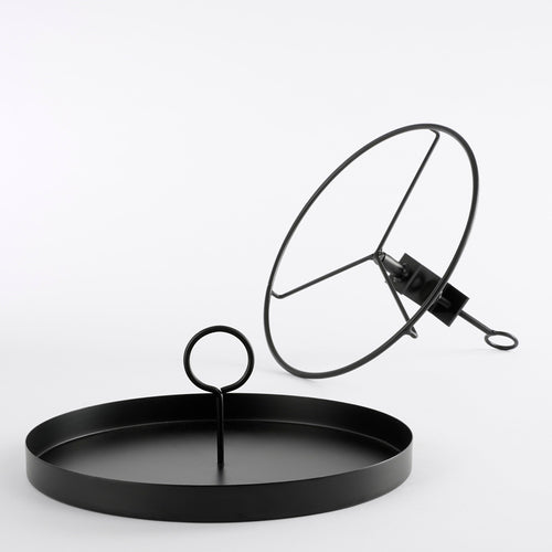 Mica Decorations Aston Dienblad met Klem - H30 x Ø31 cm - Metaal - Zwart - vtwonen shop