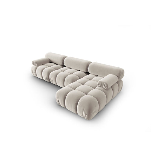 Cosmopolitan Design - Modulaire hoekbank rechts Cortina 4-zits, flueel donkerbeige - 155x282x70cm