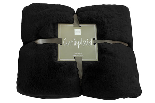J-Line plaid Cutie - fleece deken – polyester – zwart - 180 x 130 cm - vtwonen shop