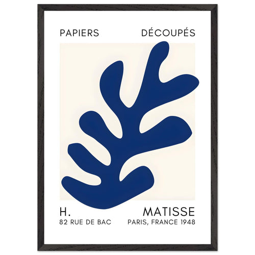 Artfulprints Poster met Lijst Matisse – Ocean petals navy blue II   - 50x70 cm - Blauw