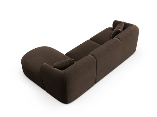 Cosmopolitan Design Modulaire hoekbank rechts Campi 4-zits, flueel chocolade - 156x256x70cm