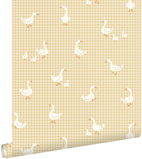 ESTAhome behang schattige ganzen geel - 50 x 900 cm - 132190