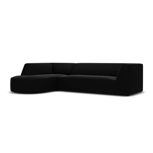 Cosmopolitan Design - Modulaire hoekbank links Siena 4-zits, flueel zwart - 180x273x69cm