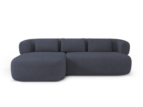 Micadoni linker hoekbank Jenny 5-zits, boucle donkerblauw - 145x225x73cm
