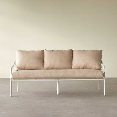 Tikamoon 5-zits loungeset in écrukleurige stof en wit metaal - Beige