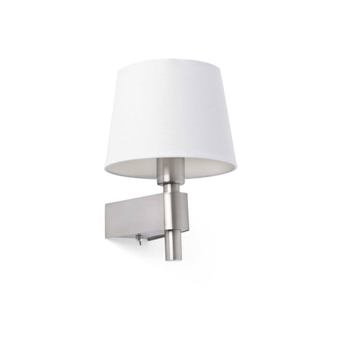 Faro Room - 1 Lichts Binnenwandlamp Wit, Satijnnikkel, E27