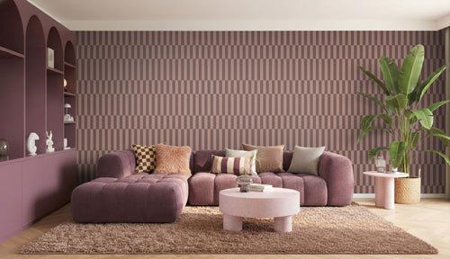 ESTAhome behang strepen bruin en mauve paars - 53 cm x 10.05 m - 131215