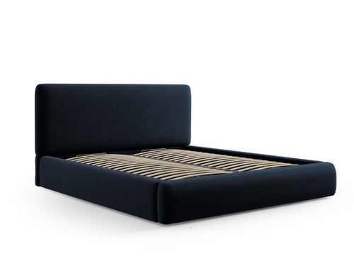 Cosmopolitan Design Opbergbed met hoofdeinde Colonel 140x200cm, flueel, donkerblauw - 220x160x100cm