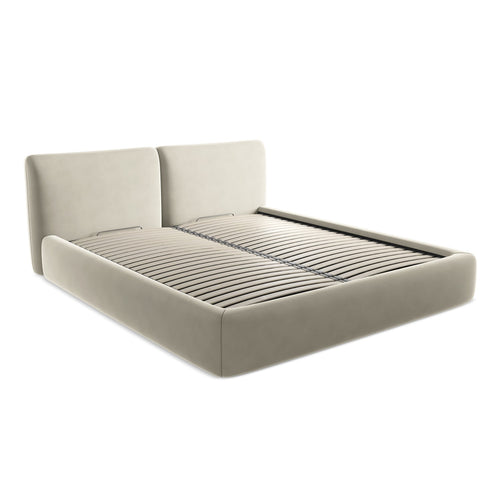 LaMiaSofa Bed met opbergruimte Milano - velours - parel - 200x228x82