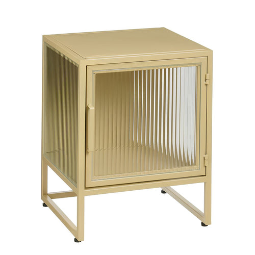 Mica Decorations Clifton Opbergkast met Deuren - L38 x B35 x H50 cm - Gebruik als Nachtkastje, Bestekkast en Meer - Metaal - Beige