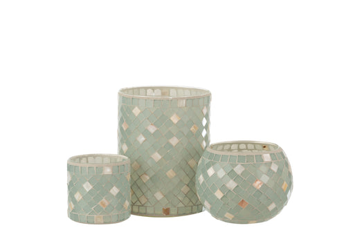 J-Line kaarshouder Mozaiek Recht - glas - grijs - large