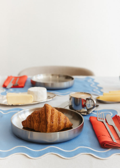 Kulu Club placemats Wavy - linnenmix - blauw/wit - set van 2 - vtwonen shop