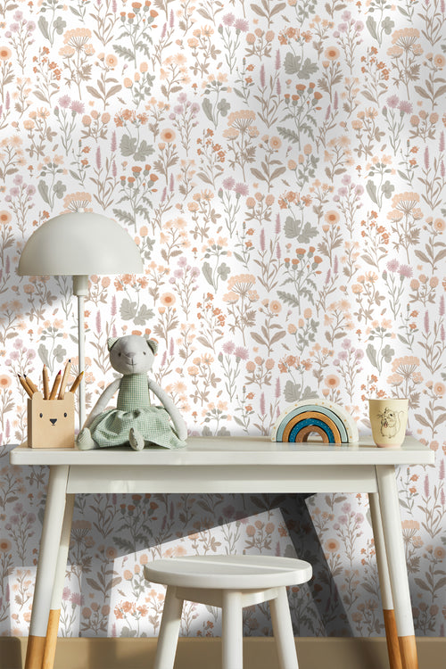 Sanders & Sanders behang veldbloemen lichtpaars, terracotta, geel en groen - 50 x 900 cm - 935383