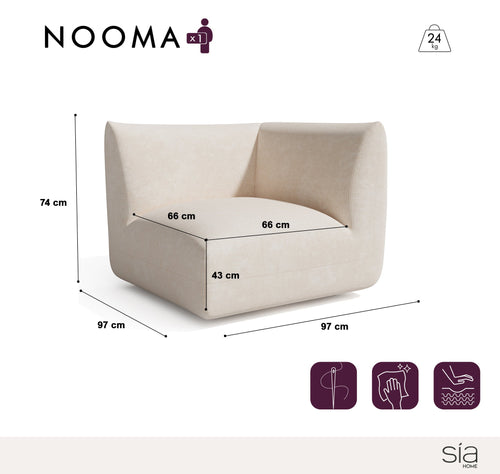 Sia Home - Omkeerbare hoekmodule NOOMA - chenillefluweel terracotta 97cm