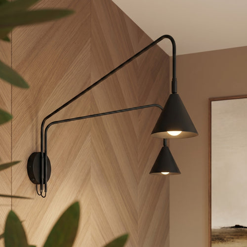 Sollux Lighting Wandlamp NOX 2 zwart met schakelaar - 150x80x30cm