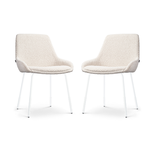 Nolon Nora-Isa Eetkamerstoelen Set van 2 - Bouclé Beige - Wit