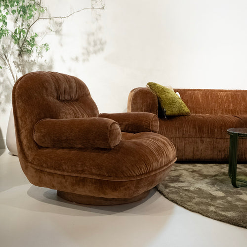 DÉJA Living Draaifauteuil Melbu - Bruin Stof - 93x102x85cm