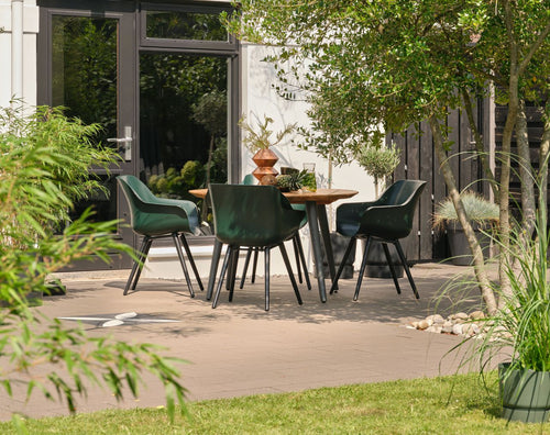 Hartman Tuintafel Sophie Studio - Naturel/Zwart Teakhout - Ø120x77cm