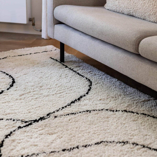 Interieur05 Hoogpolig Vloerkeed Lines wit