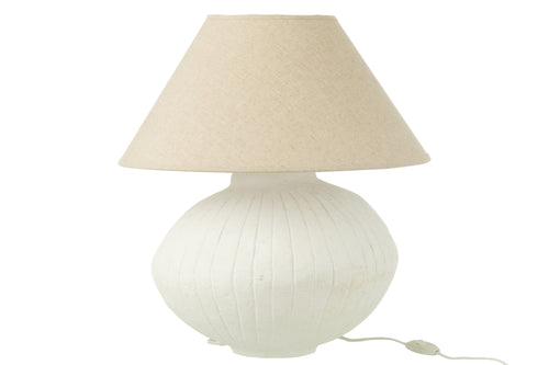 J-Line lamp Pot + kap - papier mache - wit - vtwonen shop