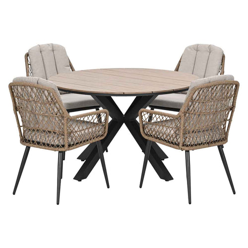 Garden Impressions Tuinset Kalibo 5-delig - Tulli tuintafel Ø122 cm