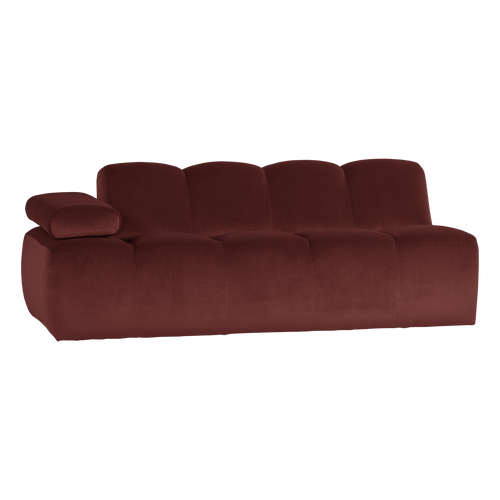 WOOOD 2-zits bank arm links Mojo - Velvet - Kastanjebruin - 74x204x97
