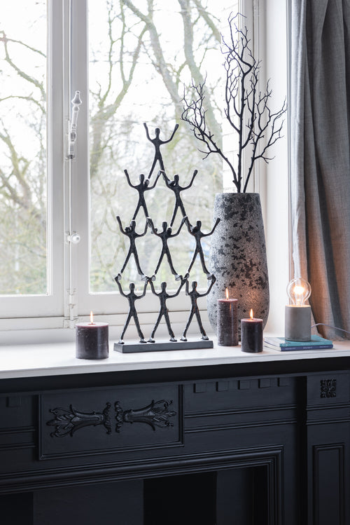 J-Line cilinderkaars Graniet - grijs - large - 72U - 6 stuks