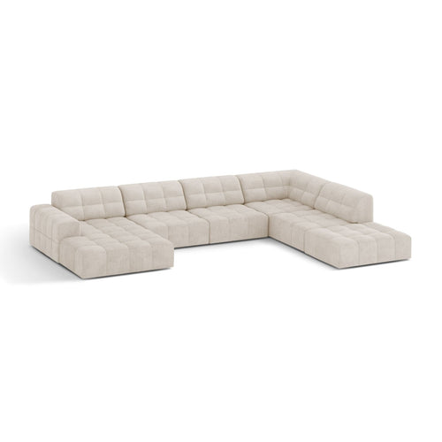 Cosmopolitan Design - Panoramische hoekbank rechts Chicago 7-zits, chenille lichtbeige - 263x375x78cm