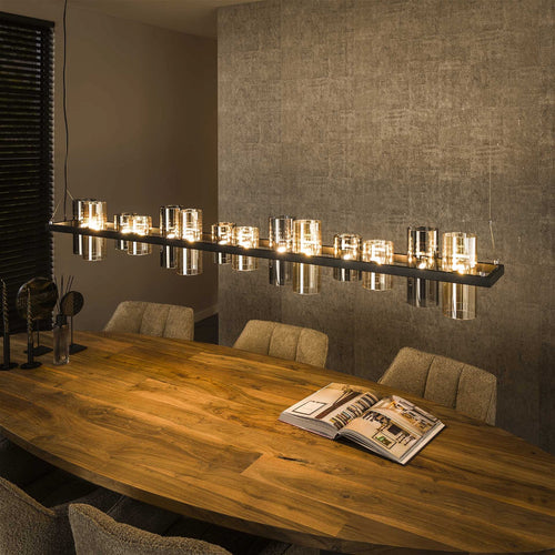 Giga Meubel Hanglamp Cylinder - Zwart Metaal - 14-Lichts - 190x20x150cm - vtwonen shop