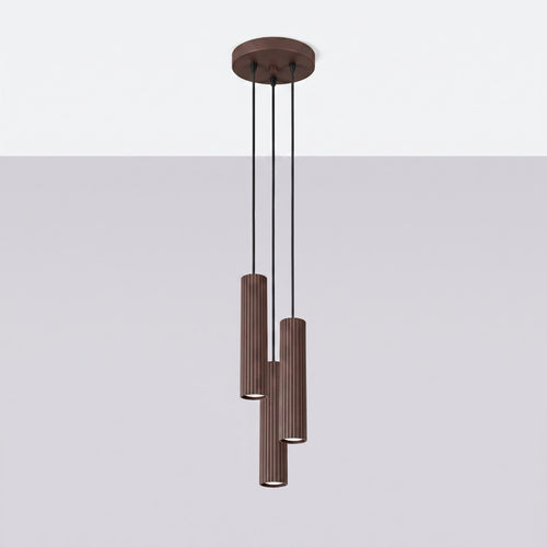 Sollux Lighting Hanglamp KARBON 3P bruin - 19,5x19,5x108cm