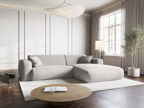 Cosmopolitan Design rechter hoekbank Nolio 4-zits, chenille, lichtgrijs - 170x235x72cm