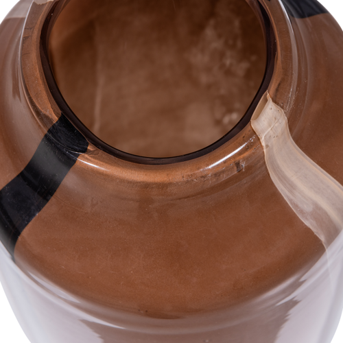 WOOOD vaas met streep Selena - Glas - Bruin - vtwonen shop