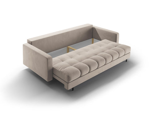 Cosmopolitan Design Slaapbank met opbergdoos Bali 3-zits, flueel donkerbeige - 84x222x105cm