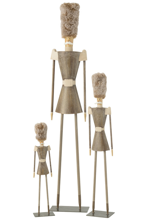 J-Line figuur soldaat bont hoed - metaal - grijs - large