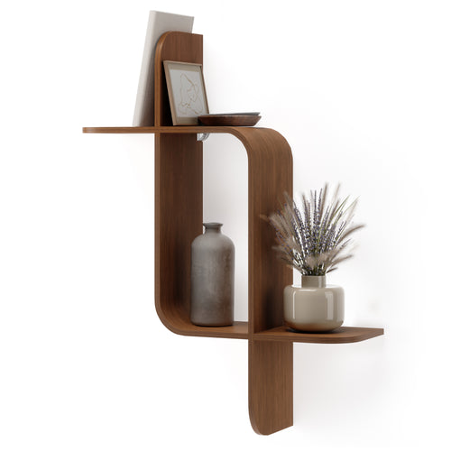 Umbra wandplank Montage - 64 x 48 x 16 cm - Licht walnoot