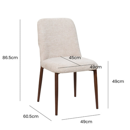 Giga Meubel Eetkamerstoel Sophie - Stof/Metaal - Beige - Set van 2