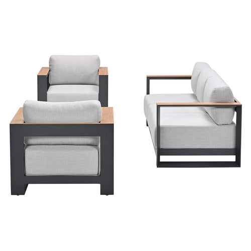 Garden Impressions loungeset Malakka donker grijs - light teak look - 3-delig - vtwonen shop