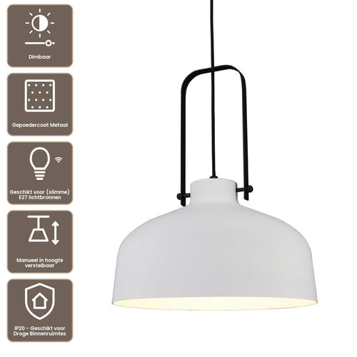 Artdelight hanglamp Mendoza - 1 lichts - 37.5  x 160   cm - wit