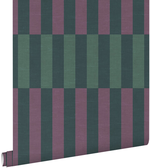 ESTAhome behang linnen-look strepen paars en blauw - 50 x 900 cm - 132248