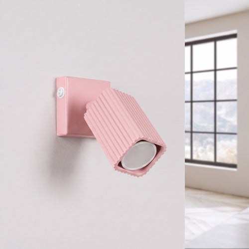 Sollux Lighting Wandlamp RAYO roze met schakelaar - 8x16x16cm