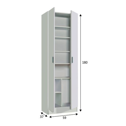 Calicosy - Opbergkast SAVIO - Wit 37x58,5x181 cm