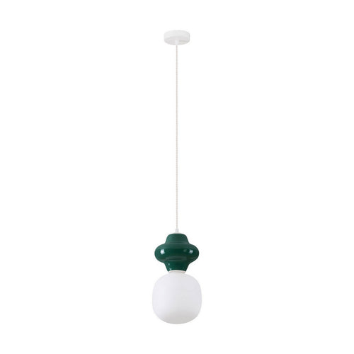 Nova Luce CLIO Korte, slanke hanglamp voor aan het plafond, groen, mat wit, E14 fitting, 1x5W