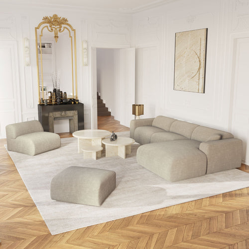Sia Home - Grote hoekbank MYRA - getextureerd fluweel beige 280cm