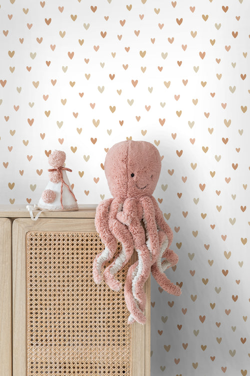 ESTAhome behang hartjes terracotta en beige - 53 cm x 10.05 m - 139755 - vtwonen shop