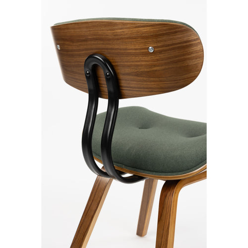 Dutchbone Blackwood Eetkamerstoel Walnootkleur/ Groen