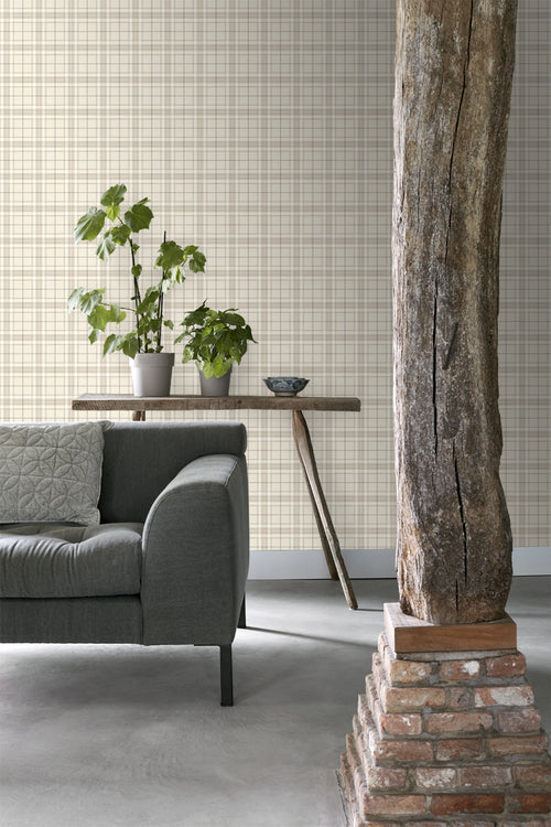 ESTAhome behang ruiten beige - 53 cm x 10.05 m - 137722