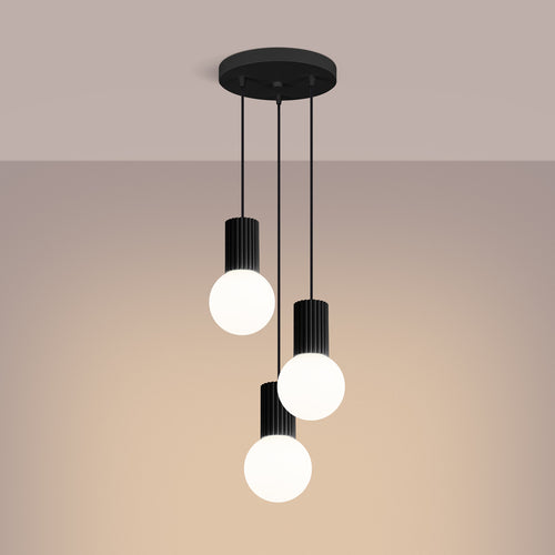 Sollux Lighting Hanglamp HALO 3P zwart - 25x25x125cm