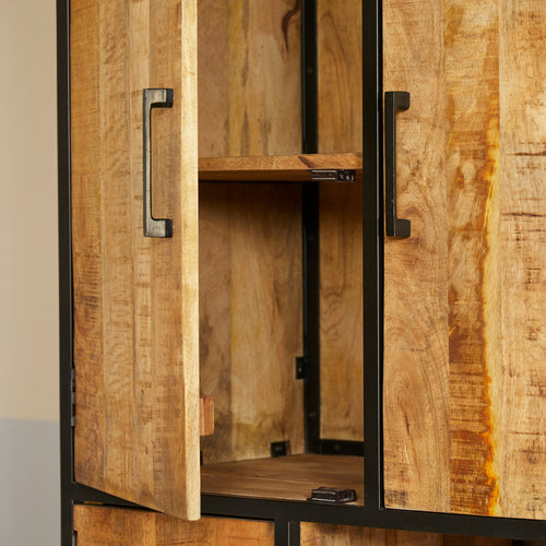 StarFurn Vakkenkast Denver - Naturel Hout/Metaal - 90x45x200cm - vtwonen shop