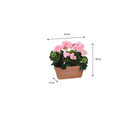 Mica Decorations Geranium Kunstplant in Balkonbak - L29 x B13 x H40 cm - Roze