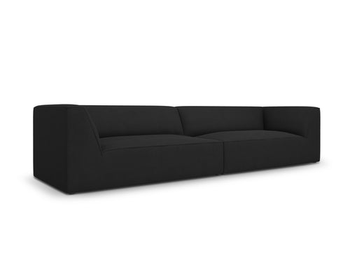 Micadoni Bank Ruby 4-zits, structurele stof, zwart - 93x302x69cm
